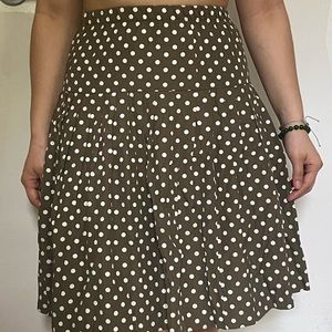 Green polka dot midi skirt